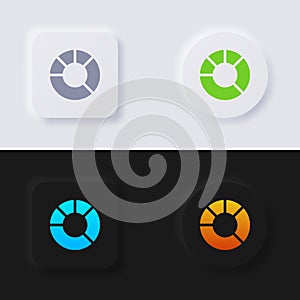 Pie chart icon set, Multicolor neumorphism button soft UI Design.