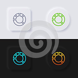 Pie chart icon set, Multicolor neumorphism button soft UI Design.