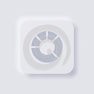 Pie chart icon, White Neumorphism soft UI Design for Web design.