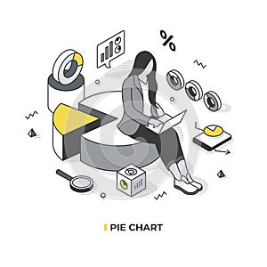 Pie Chart Isometric Scene