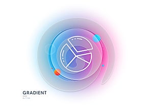 Pie chart line icon. Presentation graph sign. Gradient blur button. Vector