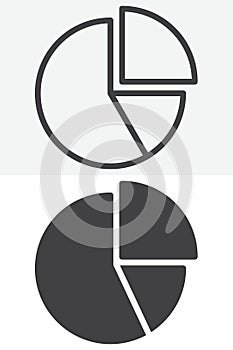 Pie chart line and solid vector icon set