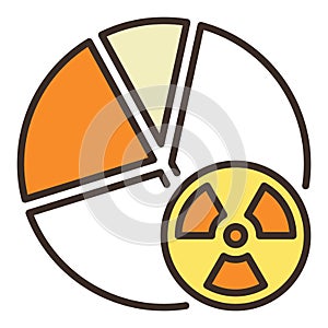 Pie Chart with Radiation sign vector colored icon or sign