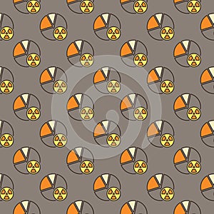 Pie Chart with Radiation sign vector colored seamless pattern