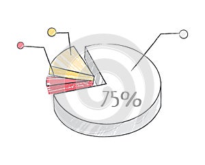 Pie Chart Representing Data Vector Illustration