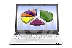 Pie chart on the screen of notebook