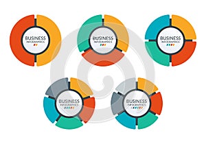 Pie chart set. Colorful diagram collection with 2,3,4,5,6 sections or steps. Circle icons for infographic, UI, web design