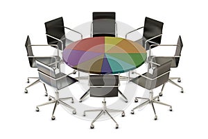 Pie chart table with chairs