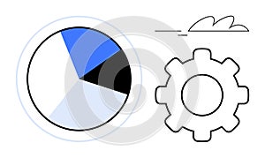 Data Analysis and Optimization Concept with Pie Chart and Gear Illustration