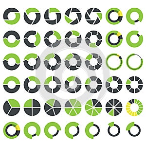 Pie charts and circular graph infographics