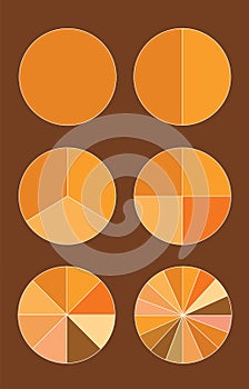 Pie charts - diagrams for infographics in yellow orange colors vector