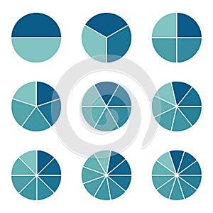Pie Charts - .Different Subdivisions - Vector Illustration - Isolated On White Background photo