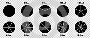 Pie Charts - .Different Subdivisions - Vector Illustrations Set Isolated On Transparent Background photo