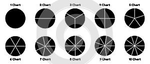 Pie Charts - .Different Subdivisions - Vector Illustrations Set Isolated On White Background photo