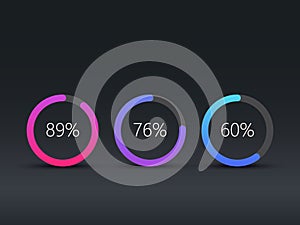 Pie charts infographic template, workflow, web design, UI elements. EPS 10
