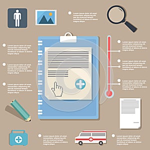Pie charts, medicine infographic on flat design