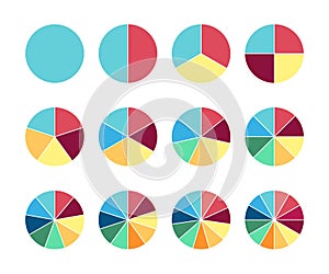 Pie circle chart. 12 section. Vector circle graph for infographic.