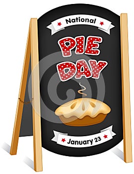 Pie Day, January 23, folding sidewalk easel sign, chalk board background