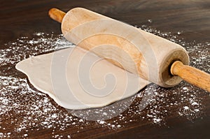 Pie dough and rolling pin.