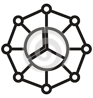 Pie graph hierarchy, pie chart line isolated vector icon can be easily modified and edit