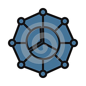Pie graph hierarchy, pie chart line isolated vector icon can be easily modified and edit