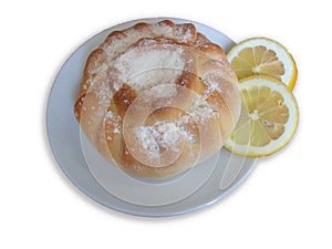 pie and lemon on a plate