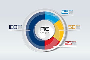 Pie round, circle graph, chart. Simply color editable. photo