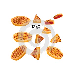 Pie set pie pattern free vector illustration