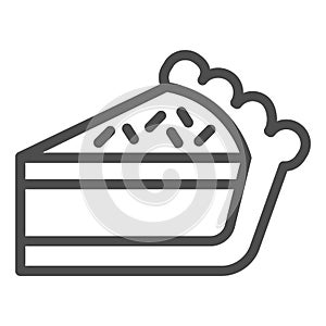 Pie slice line icon. Cake dessert piece, cheesecake symbol, outline style pictogram on white background. Bakery sign for