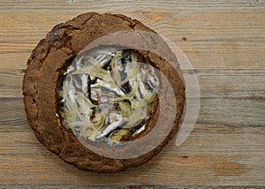 pie with vendace made from rye dough