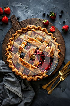 Pie on Wooden Cutting Board