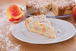 Piece of apple pie with crumbles