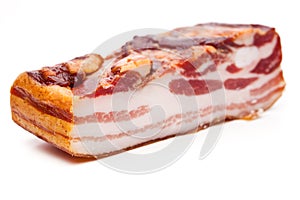 A piece of bacon isolated on white background