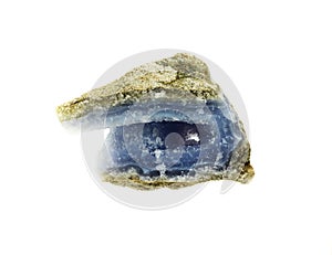 Piece of blue shining agate on background