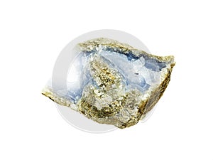 Piece of blue shining agate on background