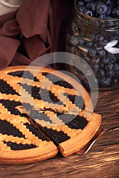 piece of Blueberry pie. delicious blueberry pie. nutritious home baking