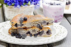 Piece of blueberry pie. Selective focus