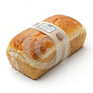 Piece of bread with a label isolated
