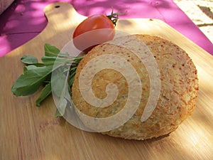 A piece of bread made from wheat