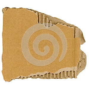 Piece of brown corrugated cardboard isolated over white