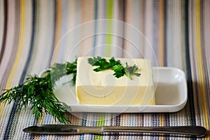 piece of butter on a desk