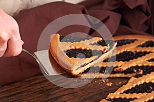 piece of cake with blueberry. delicious and delicious home-made pastries