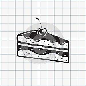 Piece of cake doodle icon