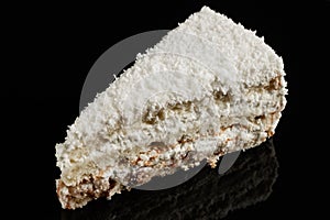 Piece of cake with white coconut chips