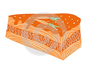 Piece of carrot cake. Vector