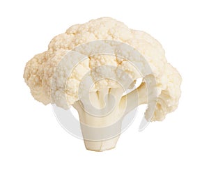 Piece of cauliflower isolated on white background macro. With clipping path