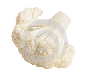 Piece of cauliflower isolated on white background macro. With clipping path