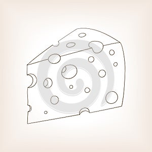 Piece of cheese hand drawn sketch vector