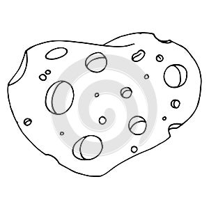 Piece of cheese with holes icon. Vector of cheese with big holes. Hand drawn cartoon piece of cheese