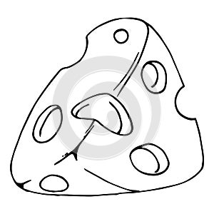 Piece of cheese with holes icon. Vector illustration of cheese with big holes.